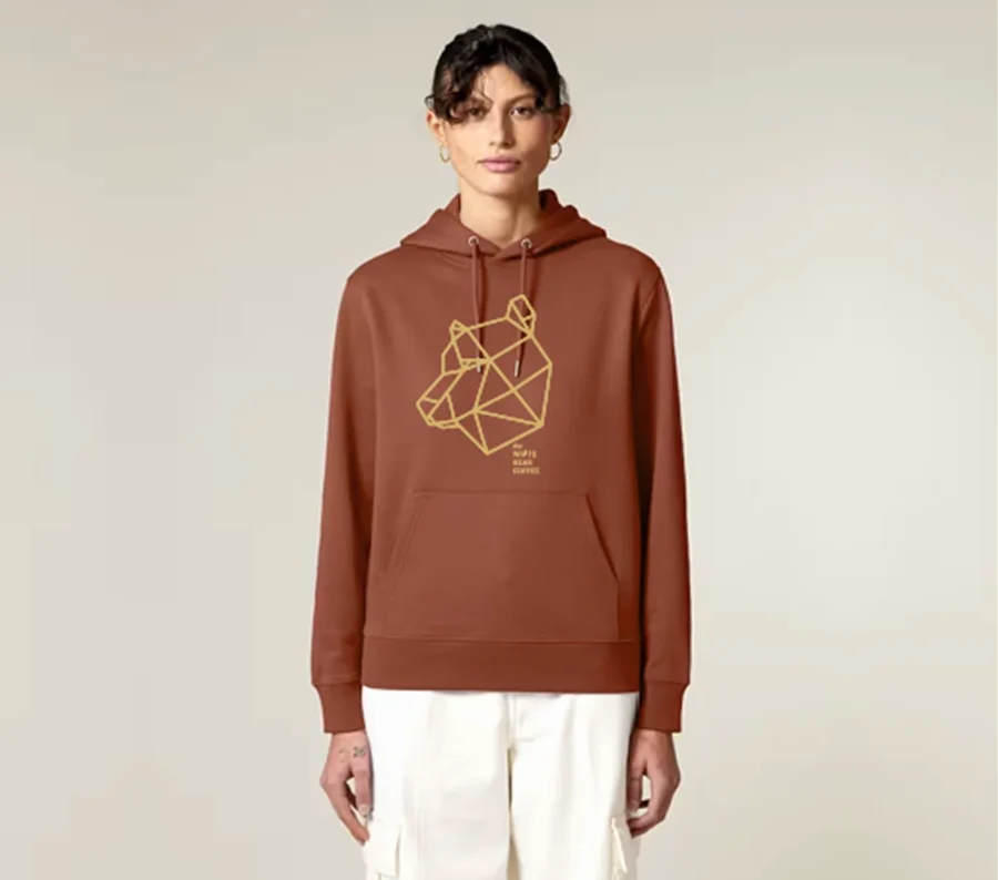 BLUZA Z KAPTUREM THE WHITE BEAR COFFEE - HERITAGE BROWN